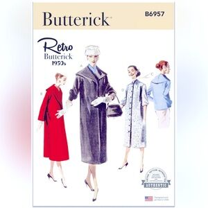 Butterick 6957 Vintage 1950s Jacket Coat Pattern | Long/Short | 16-24 | New